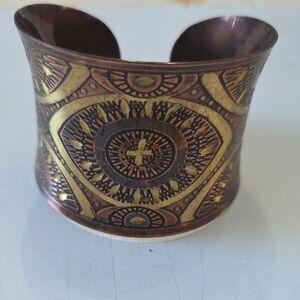 Bohemian Copper and Gold Cuff Bracelet